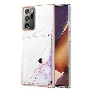 For Samsung Galaxy Note20 Ultra Marble Pattern IMD Card Slot Phone Case(White Purple)