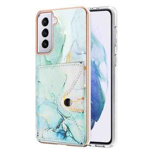 For Samsung Galaxy S21 5G Marble Pattern IMD Card Slot Phone Case(Green)