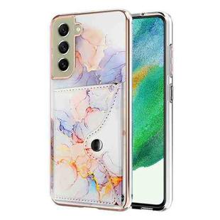 For Samsung Galaxy S21 FE 5G Marble Pattern IMD Card Slot Phone Case(Galaxy Marble White)