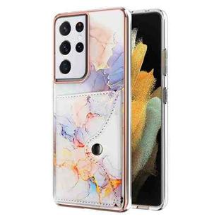 For Samsung Galaxy S21 Ultra 5G Marble Pattern IMD Card Slot Phone Case(Galaxy Marble White)