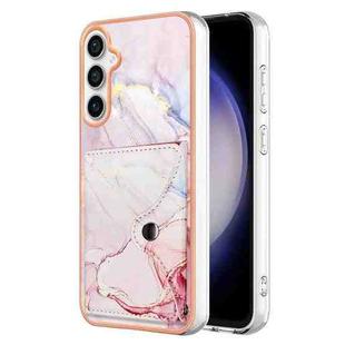 For Samsung Galaxy S23 FE 5G Marble Pattern IMD Card Slot Phone Case(Rose Gold)