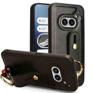 For Nothing Phone 2a Wristband Leather Back Phone Case(Black)