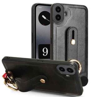 For Nothing CMF Phone 1 Wristband Leather Back Phone Case(Black)