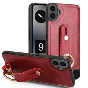 For Nothing CMF Phone 1 Wristband Leather Back Phone Case(Red)