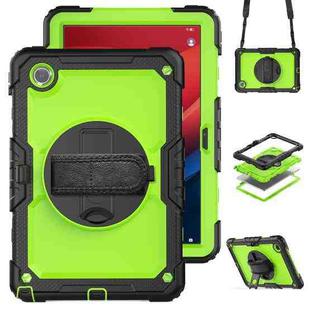 For Lenovo Tab M11 /Xiaoxin Pad 2024 Silicone Hybrid PC Tablet Case with Shoulder Strap(Black Yellow Green PC)