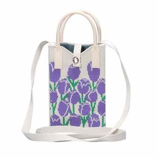 Floral Knitted Mini Crossbody Phone Bag(Purple)