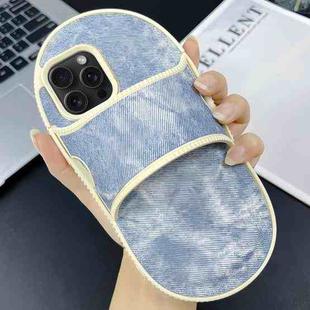 For iPhone 15 Pro Max Creative Denim Slipper Design TPU Phone Case(Blue)