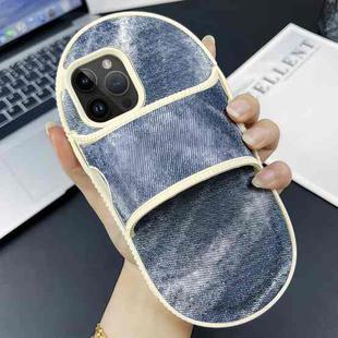 For iPhone 14 Pro Max Creative Denim Slipper Design TPU Phone Case(Grey Blue)