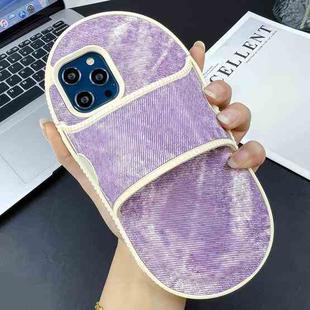 For iPhone 12 Pro Max Creative Denim Slipper Design TPU Phone Case(Pink Purple)