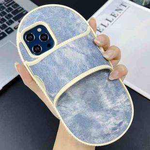 For iPhone 12 Pro Creative Denim Slipper Design TPU Phone Case(Blue)