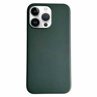 For iPhone 15 Pro Max Pure Color Leather Magsafe Magnetic Phone Case(Dark Green)