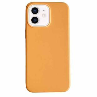 For iPhone 12 Pure Color Leather Magsafe Magnetic Phone Case(Orange)
