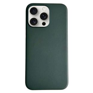 For iPhone 16 Pro Max Pure Color Leather Magsafe Magnetic Phone Case(Dark Green)