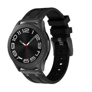 20mm Flat Head Silicone Watch Band(Full Black)