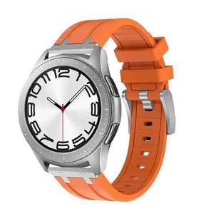 20mm Flat Head Silicone Watch Band(Silver Orange)