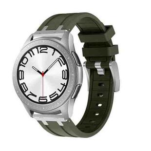 20mm Flat Head Silicone Watch Band(Silver Green)