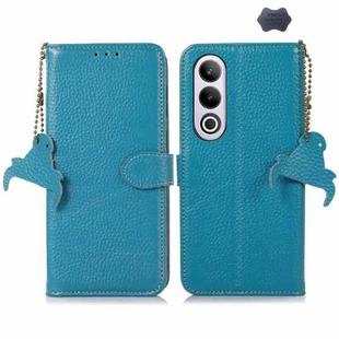 For OnePlus Nord CE4 5G / K12 5G Genuine Leather Litchi Texture RFID Leather Phone Case(Blue)