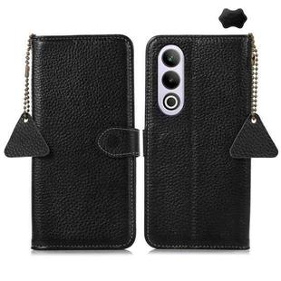 For OnePlus Nord CE4 5G / K12 5G Genuine Leather Litchi Texture RFID Leather Phone Case(Black)