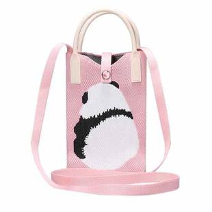 Panda Knitted Mini Crossbody Phone Bag For 6.9 inch and Below Phones(Pink)