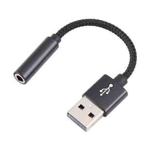 USB Male to 3.5mm Female Weave Texture Audio Adapter(Black)
