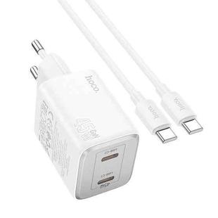 hoco N42 Elogiado PD45W Dual-port Type-C Charger with Type-C to Type-C Cable, EU Plug(White)