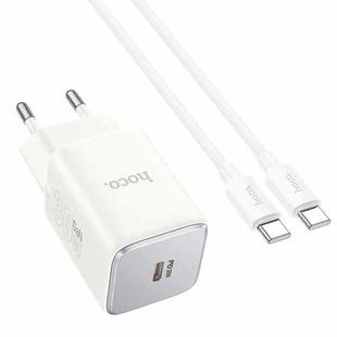 hoco N43 Vista PD30W Single Port Type-C Charger with Type-C to Type-C Cable, EU Plug(White)