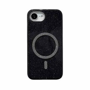 For iPhone 16e Glitter MagSafe Magnetic TPU Phone Case(Black)