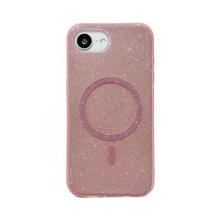 For iPhone 16e Glitter MagSafe Magnetic TPU Phone Case(Pink)