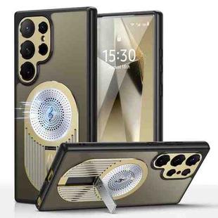 For Samsung Galaxy S25 Ultra 5G Heat Dissipation Aromatherapy MagSafe Holder Phone Case(Gold)