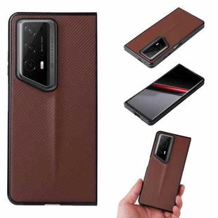 For Honor Magic V2 RSR Porsche Design PU Leather PC Phone Case(Brown)