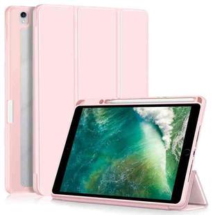 For iPad 10.2 2021 / 2020 / 10.5 Acrylic 3-Fold Solid Color Smart Leather Tablet Case(Pink)