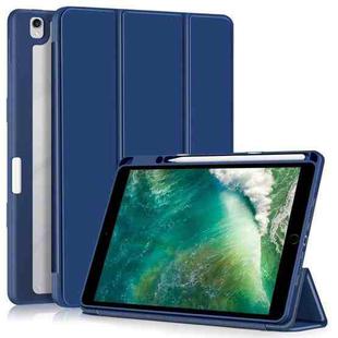 For iPad 10.2 2021 / 2020 / 10.5 Acrylic 3-Fold Solid Color Smart Leather Tablet Case(Dark Blue)