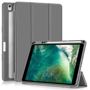 For iPad 10.2 2021 / 2020 / 10.5 Acrylic 3-Fold Solid Color Smart Leather Tablet Case(Grey)