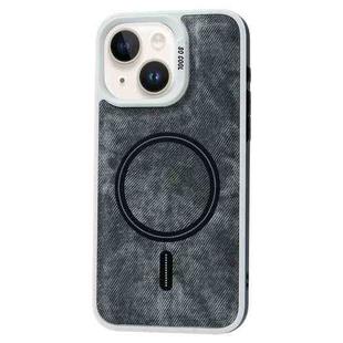 For iPhone 14 / 13 Contrast Color Denim MagSafe Magnetic Phone Case(Black)