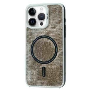 For iPhone 14 Pro Contrast Color Denim MagSafe Magnetic Phone Case(Grey)