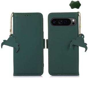 For Google Pixel 10 / 9 Genuine Leather Magnetic RFID Leather Phone Case(Green)