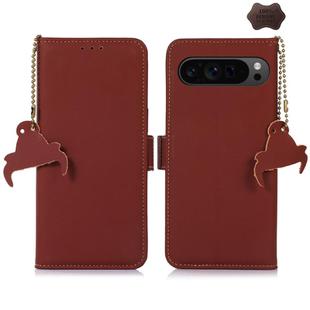 For Google Pixel 10 / 9 Genuine Leather Magnetic RFID Leather Phone Case(Coffee)