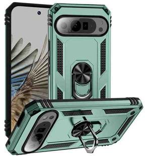 For Google Pixel 9 Pro XL Shockproof TPU + PC Phone Case with Holder(Dark Green)