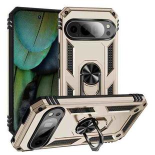 For Google Pixel 9 Pro / 9 Shockproof TPU + PC Phone Case with Holder(Gold)