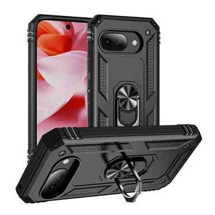 For Google Pixel 9a Shockproof TPU + PC Phone Case with Holder(Black)