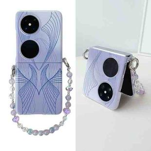 For Huawei Pocket 2 Coloured Drawing PC Side Buckle Bead Bracelet Full Coverage Shockproof Phone Case(Blue)
