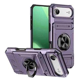 For iPhone 17 Air TPU+PC Shockproof Card Phone Case with Metal Ring Holder(Purple)