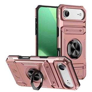 For iPhone 17 Air TPU+PC Shockproof Card Phone Case with Metal Ring Holder(Rose Gold)