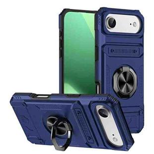 For iPhone 17 Air TPU+PC Shockproof Card Phone Case with Metal Ring Holder(Blue)