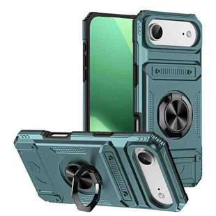 For iPhone 17 Air TPU+PC Shockproof Card Phone Case with Metal Ring Holder(Green)