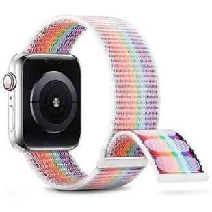 For Apple Watch Series 9 45mm Dual Hook and Loop Nylon Watch Band(Rainbow)