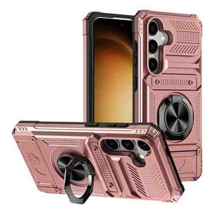 For Samsung Galaxy S24+ 5G TPU+PC Shockproof Card Phone Case with Metal Ring Holder(Rose Gold)