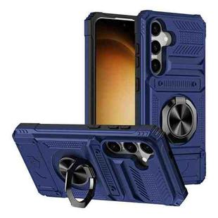 For Samsung Galaxy A14 TPU+PC Shockproof Card Phone Case with Metal Ring Holder(Blue)