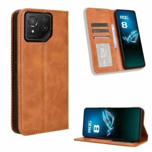 For Asus ROG Phone 8 / 8 Pro Magnetic Buckle Retro Texture Leather Phone Case(Brown)