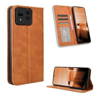 For Asus Zenfone 11 Ultra Magnetic Buckle Retro Texture Leather Phone Case(Brown)